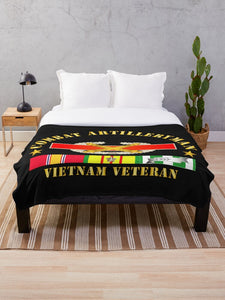 Army - Combat Artilleryman Badge - Vietnam Vet w VN SVC Throw Blanket