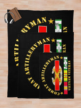 Load image into Gallery viewer, Army - Combat Artilleryman Badge - Vietnam Vet w VN SVC Throw Blanket
