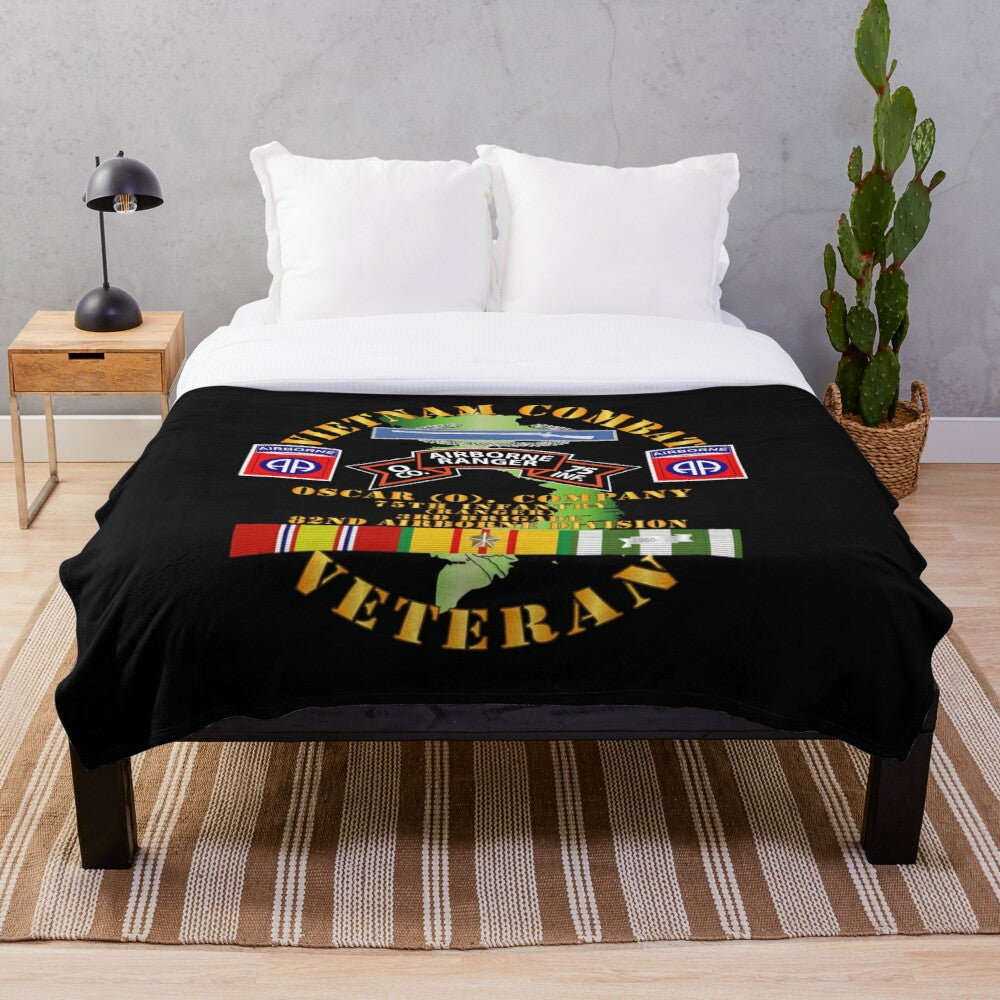 Army - Vietnam Combat Vet - O Co 75th Infantry (Ranger) - 3rd Bde 82nd Airborne DivSI Throw Blanket