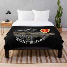 Load image into Gallery viewer, Army - 1st Stryker Bde - 25th ID - Arctic Wolves - White w Stryker wo Div Throw Blanket
