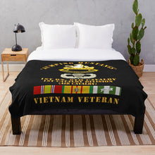 Load image into Gallery viewer, Army - Jumping Mustangs w DUI - ABN Basic - 1st Bn 8th Cav w VN SVC Throw Blanket
