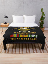 Load image into Gallery viewer, Army - Jumping Mustangs w DUI - ABN Basic - 1st Bn 8th Cav w VN SVC Throw Blanket
