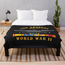 Load image into Gallery viewer, Navy - Battleship - USS Arizona WWII w SVC Ribbons Throw Blanket
