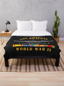 Navy - Battleship - USS Arizona WWII w SVC Ribbons Throw Blanket