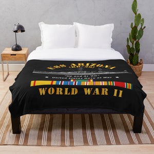 Navy - Battleship - USS Arizona WWII w SVC Ribbons Throw Blanket