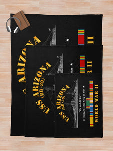 Navy - Battleship - USS Arizona WWII w SVC Ribbons Throw Blanket