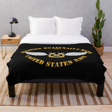 Load image into Gallery viewer, Navy - Rate - Aviation Boatswain&#39;s Mate - Gold Anchor w Txt Throw Blanket
