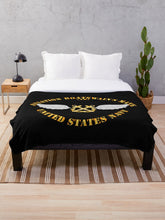 Load image into Gallery viewer, Navy - Rate - Aviation Boatswain&#39;s Mate - Gold Anchor w Txt Throw Blanket
