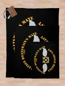 Navy - Rate - Aviation Boatswain's Mate - Gold Anchor w Txt Throw Blanket