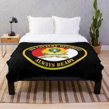 Load image into Gallery viewer, Army - 2nd Cavalry Regiment DUI - Red White - Always Ready Throw Blanket
