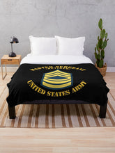 Load image into Gallery viewer, Army - Enlisted - MSG - Master Sergeant - Blue - Retired Throw Blanket
