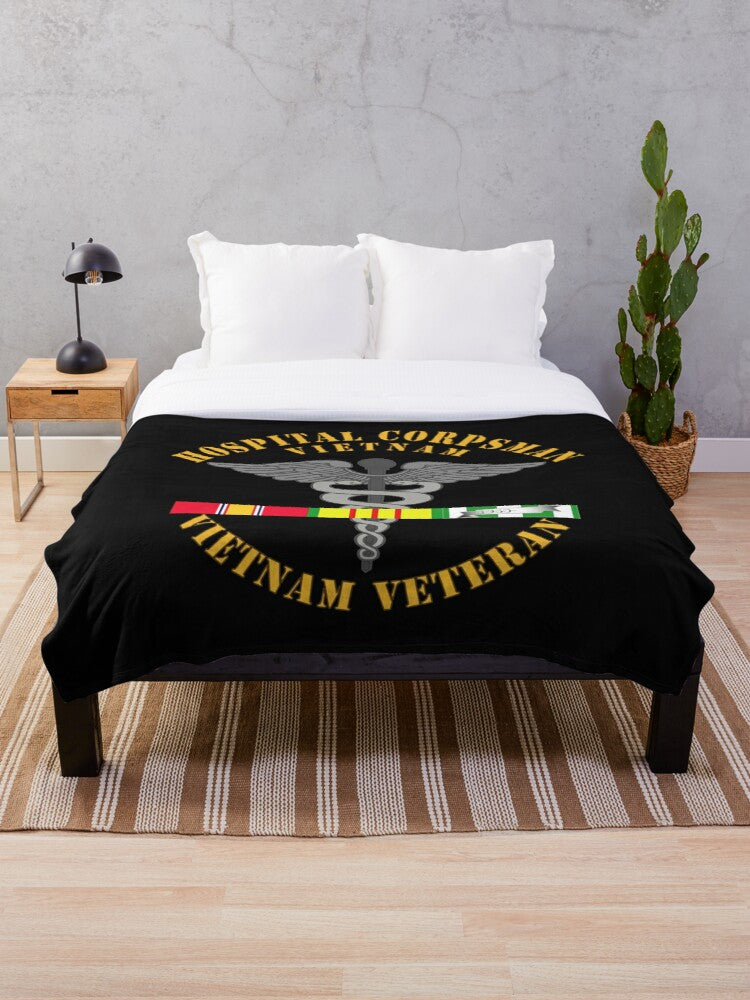 Navy - Hospital Corpsman w VN SVC Ribbons wo Grad wo DS Throw Blanket